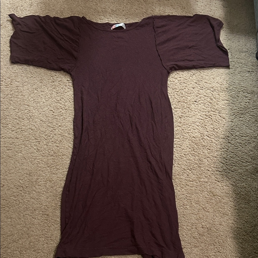 Brown Short Sleeve Dress